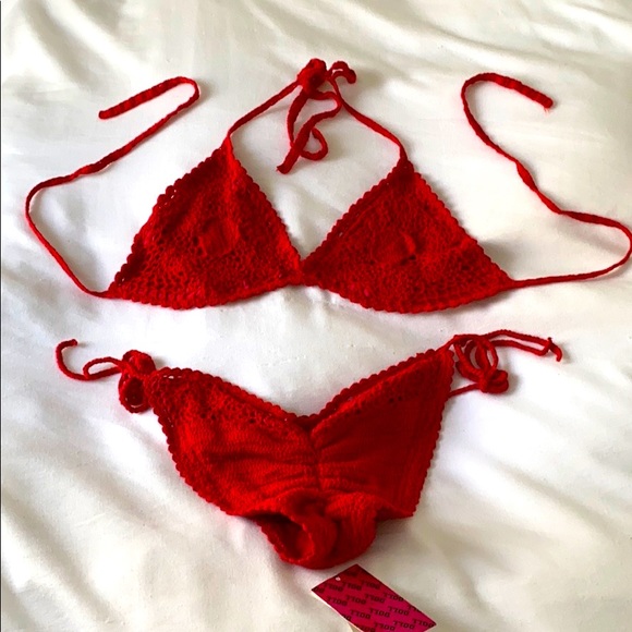 👙DOLL SWIMWEAR👙 Red Crochet Bikini🔥 - Picture 3 of 5